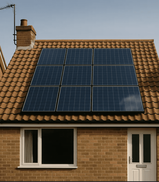 Solar panels on a residential roof